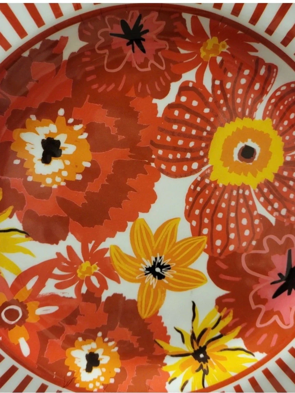 Hobby Lobby Floral & Striped Melamine 11” Dinner Plates Summer Vibrant 4pk Set
